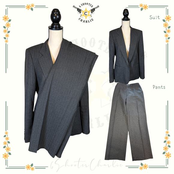 Vintage Levi Strauss & Co. Pinstripe Suit Pants Women's 18 Gray Business Formal - Picture 1 of 15